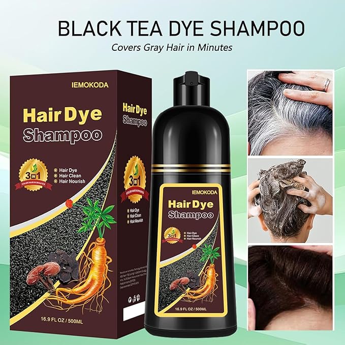 Fvquhvo Black Hair Dye for Gray Hair, Instant Hair Dye Shampoo, Hair Color Shampoo for Women Men, Lasting Shampoo Hair Dye & Black Hair Shampoo, Shampoo Para Canas, Champu Para Canas 16.90 Fl Oz
