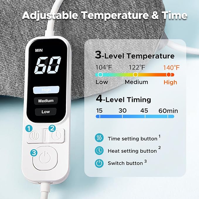 Ezona Heated Eye Mask, Warm Eye Compress Mask for Dry Eyes, USB Electric Eye Heating Pad with Temperature & Timer Control, Dry Eyes, Blepharitis, Sinus Migraine (Black)