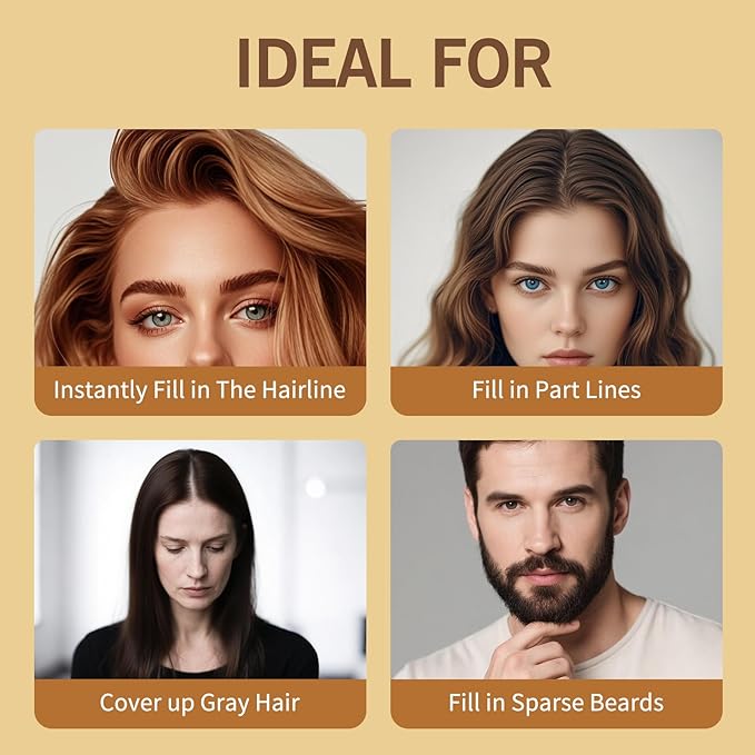 Hairline Powder (Light Brown) Hair Root Dye, Instantly Color Shadow for Thin and Gray Hair Roots - 4g