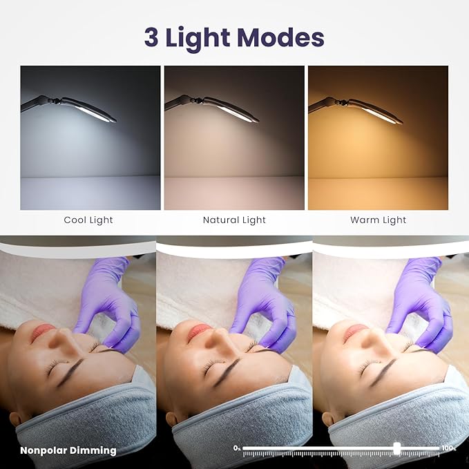 Neatfi 1,200 Lumens LED Magnifying Lamp with Clamp, Dimmable, Includes Microfiber Cloth, Magnifier Light for Reading, Sewing, Crafting (White, 5-Inch Lens, 8 Diopter)