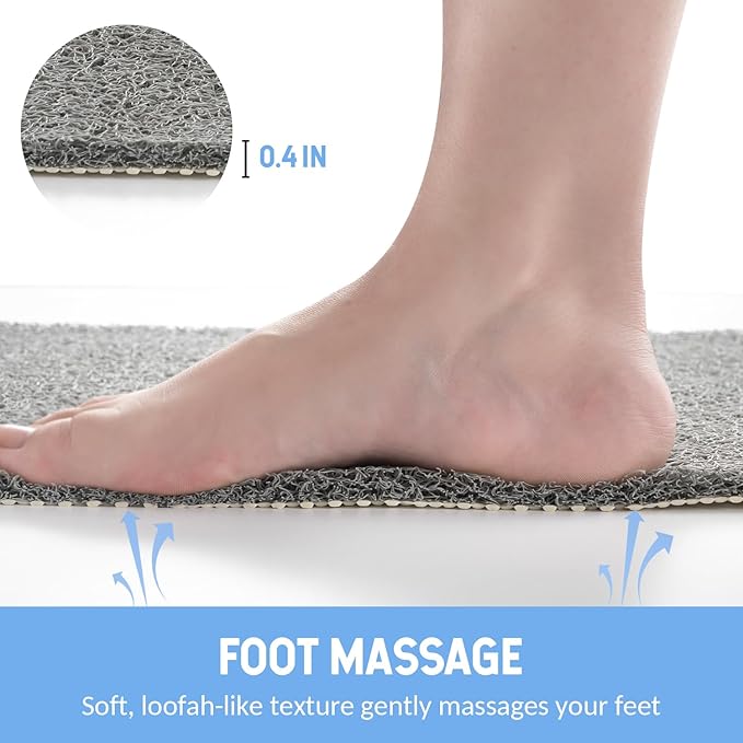Non-Slip Bathtub Mat, 2 Pack Anti Slip Shower Mat, Fast Drying Bathtub Mats, Foot Scrubber Mat, Anti Slip Mat for Tub, Floor, Bathroom, Kitchen, Home, Hotel (Grey 24"×16"+24"×16")
