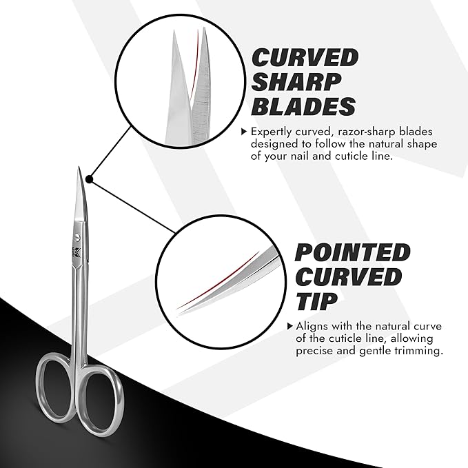 Cuticle Trimmer – 2PCs Professional Stainless Steel Cuticle Nipper and Fine Curved Nail Scissors for Men and Women – Precision Cuticle Cutter – Manicure Clipper Tools for Fingernails and Toenails