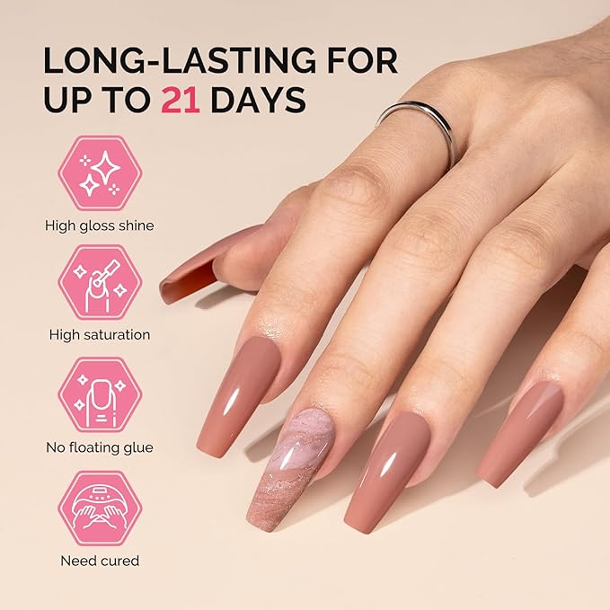 MelodySusie Fleurwee Plant Based Gel Nail Polish, Hema Free Lotus Pink Nail Polish, Soak Off UV LED Gel Polish Gift for Women 21 Non Toxic Long Lasting Nail Art Manicure Salon DIY at Home B1401