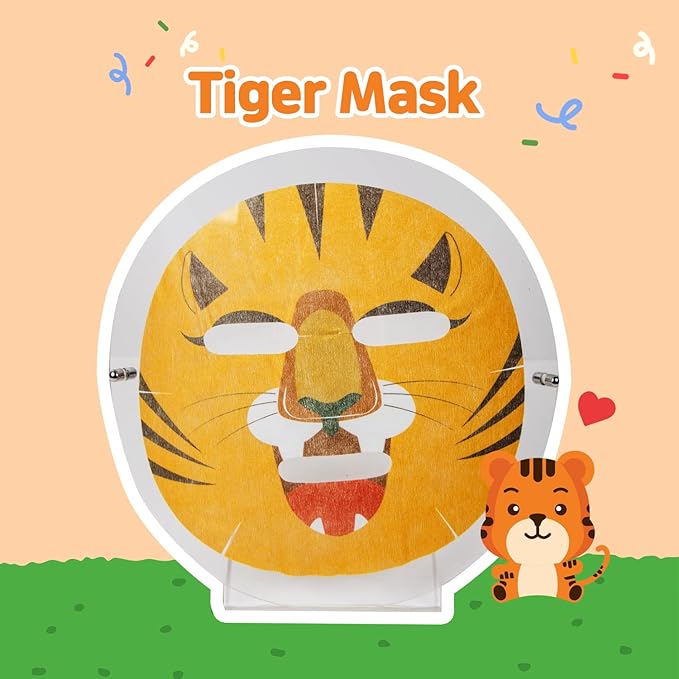 Epielle Character Face Mask Tiger 6 Pack, Fun & Effective Korean Skin Care, Spa Party Favors, Stocking Stuffers, Birthday Gifts for Women, Thanksgiving Essentials