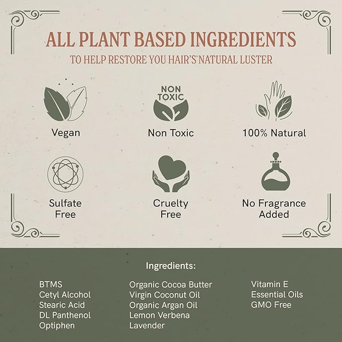 J·R·LIGGETT'S Conditioner Bar - Original Formula, All Natural Hair Conditioner with Coconut Oil & Cocoa Butter - Sulfate Free, Gmo Free, Plant-Based Ingredients for Soft & Smooth Hair, 1.75oz - 3 Pack