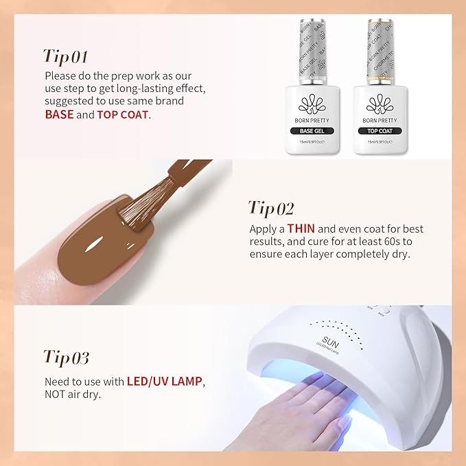 BORN PRETTY Brown Camel Gel Nail Polish Fall Winter Caramel Almond Brown Golor Gel Polish Soak Off Gel Polish Nail Art Design Manicure Salon DIY Home 15ML