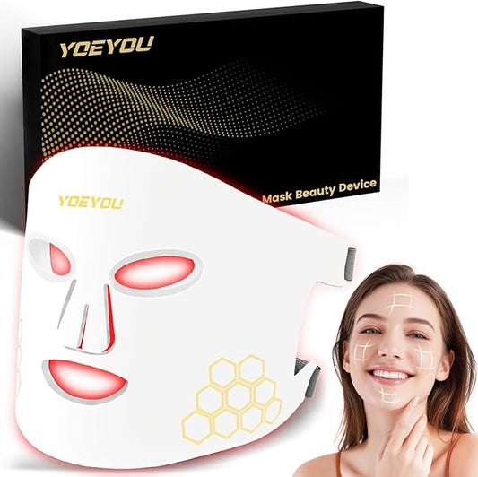 Red Light Therapy for Face, Infrared LED Face Mask Light Therapy 4 Light Waves with 850nm Near Infrared, Portable Rechargeable Red Light Therapy Mask Skincare Device for Facial Rejuvenation