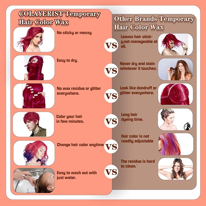 Red Hair Color Wax, Temporary Washable Hair Color Dye for Kids, Temporary Dye Wax Natural Hairstyle Cream Hair Pomades for Women & Men Party Cosplay Halloween