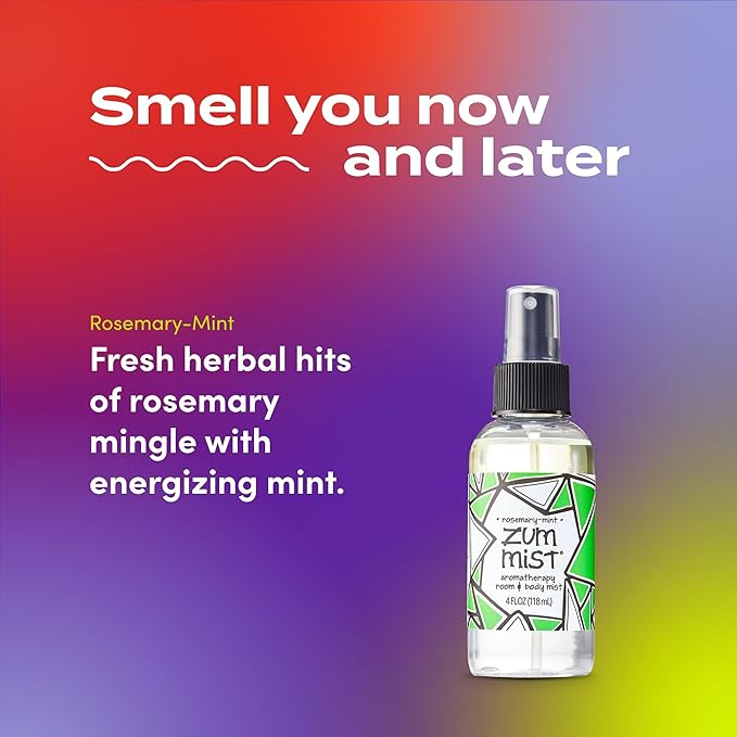 Indigo Wild Zum Mist Room & Body Spray - Aromatherapy Essential Oil Spray - Natural Body Mist & Room Spray - Rosemary-Mint Scent - 4 fl oz (2 Pack)