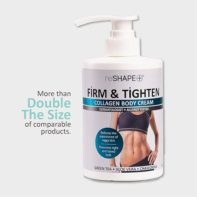 Reshape+ Collagen Cream Moisturizer Body Lotion & Face Cream | Dry Skin Rescue Collagen Lotion | Skin Tightening Cream | Skin Firming + Tightening Lotion | Body Skin Care Products, 15 Fl Oz (2-Pack)