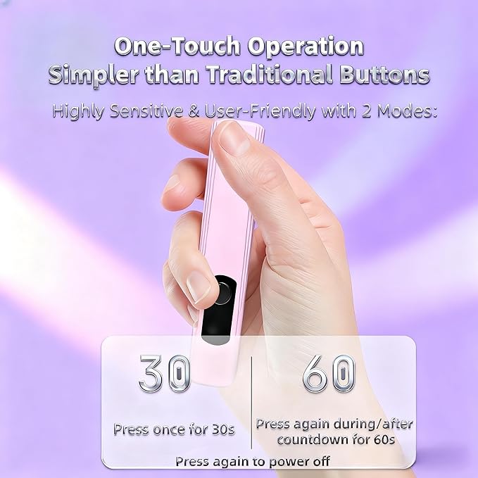 Kylara Handheld UV Light for Gel Nails,60Min Long-Lasting Mini UV Nail Lamp with LED Screen,Cordless LED Nail Dryer for Quick Manicures Portable Fast Cure Lamp for Nail Art,Home and Travel Use