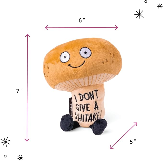 Punchkins Mushroom Plushie - I Don't Give A Shitake Sassy Mushroom Plush, Gift for Food Lovers, Funny Food Plush Toy for Gifting