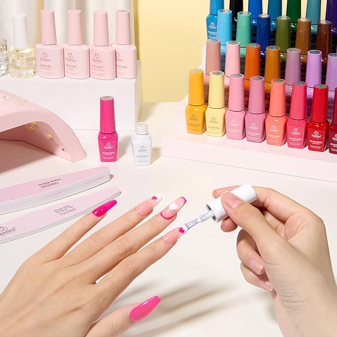 Beetles Winter Gel Polish Set – 36 Color Yellow Brown Pink Red Gel Polish Kit with Base Coat Glossy Matte Glitter Top Coat Soak Off UV LED Gel for Nail Art Manicure Salon DIY Gift for Women