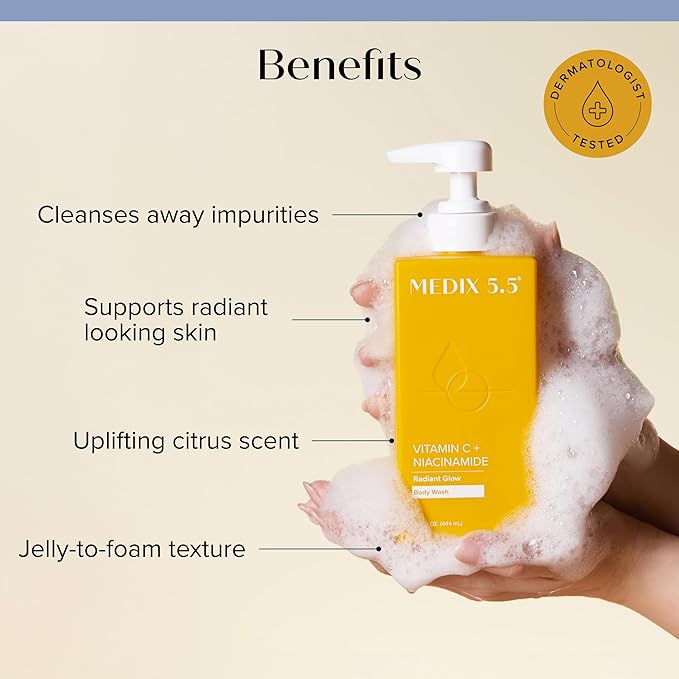 MEDIX Nourish & Glow 3PC Skin Care Set | Citrus Vitamin C Body Wash Cleanser + Brightening Vitamin C Cream + Coconut Body Lotion Moisturizer Gift Box | Anti Aging Skin Care Products | Gifts For Women