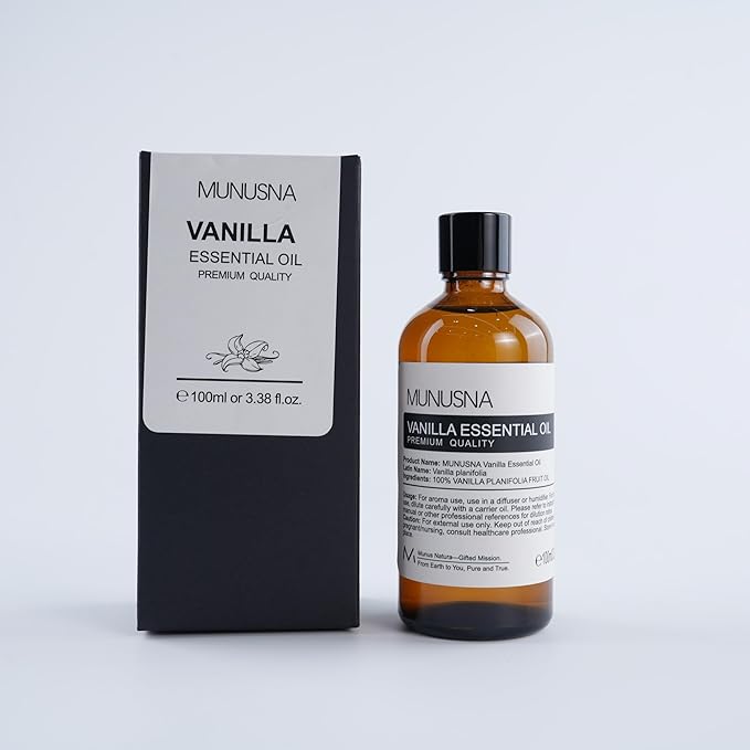 Vanilla Essential Oil, 100% Natural and Pure Vanilla Oil for Skin Care, 100ML Premium Grade Essential Oils Aromatherapy Scented Oils for Diffuser, Humidifier, Home, Candle Soap Making