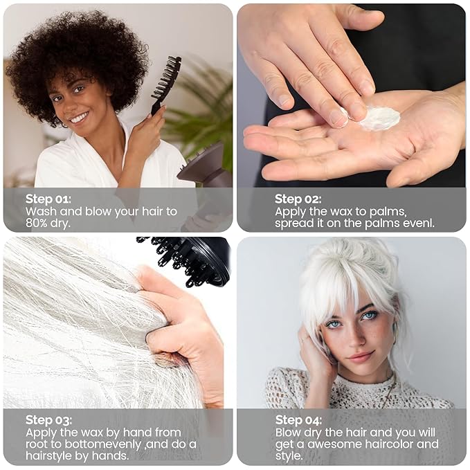 White Temporary Hair Color Wax - SOVONCARE Washable Hair Dye for Men & Women, All-Day Hold Disposable Hair Styling Clays for Party, Cosplay & Daily 4.23 oz