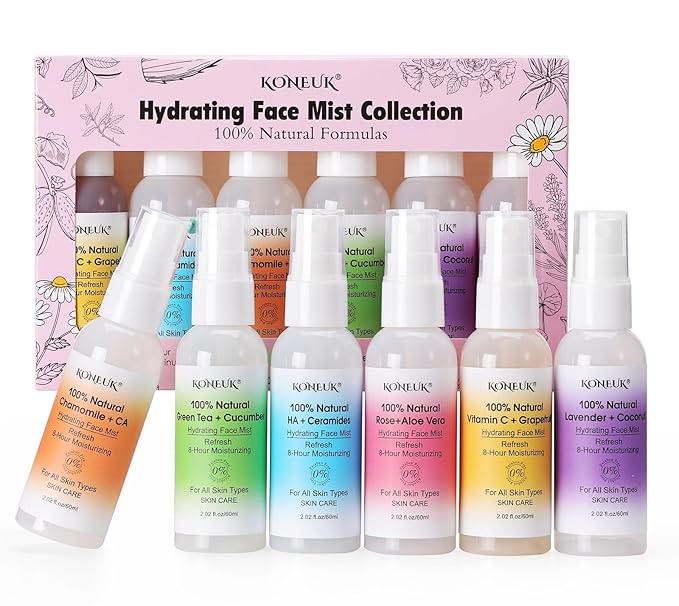 Face Mist Collection-Face Moisturizer and Makeup Setting Spray for Glowing Skin with Cucumber,Lavender and Rose Water,All Skin Types-Hydrating Mist for Skin Care and Hair Care 2.02 fl oz 6 Pack