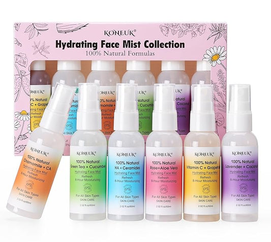Face Mist Collection-Face Moisturizer and Makeup Setting Spray for Glowing Skin with Cucumber,Lavender and Rose Water,All Skin Types-Hydrating Mist for Skin Care and Hair Care 2.02 fl oz 6 Pack