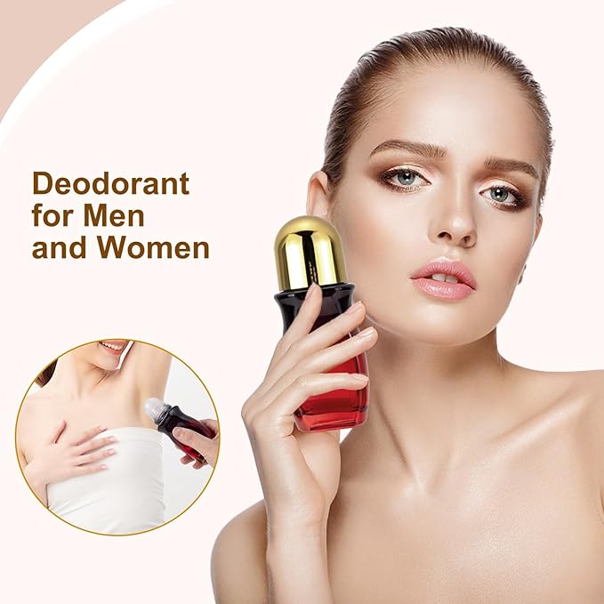 4 Pack 50mL Glass Roller Bottles for Deodorant, Essential Oil Roll On Bottles, Leak-Proof Refillable Rollerball Containers, Travel DIY Perfume Applicator, Black Red Gradient with Golden Caps