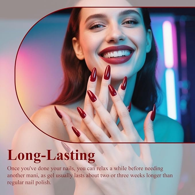 Artdone Gel Nail Polish Hema-free Solid Color Dark Red For All Seasons Neutral Soak Off LED Lamp Needed For Manicure Nail Art