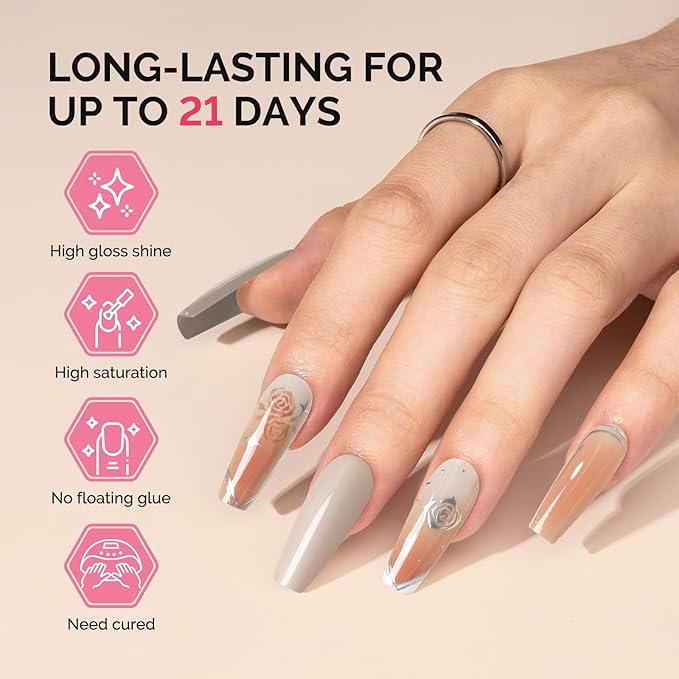 MelodySusie Fleurwee Plant Based Gel Nail Polish, Hema Free Neutral Brown Nail Polish, Soak Off UV LED Gel Polish Gift for Women 21 Non Toxic Long Lasting Nail Art Manicure Salon DIY at Home P26