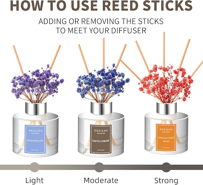 Reed Diffuser Set - 3.38 fl oz Sweet Dream Premium Scented Oil with Preserved Baby's Breath & Cotton 6 Sticks | Long-Lasting Aromatherapy for Home, Bedroom, Bathroom, Office Home Decor