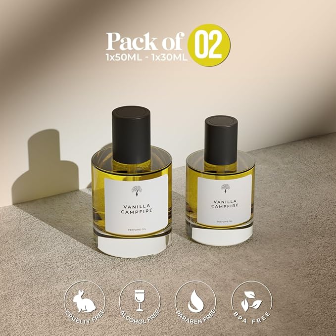 Eternal Perfume Oil Vanilla Campfire Perfume Oil Inspired by Armani Xtronger | Long Lasting Designer Perfumes for Men 50ml with 30ml - Concentrated perfume oil Alcohol-Free Natural Perfume (Pack of 2)