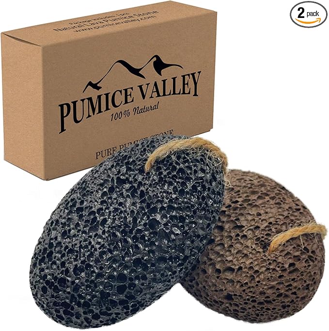 Pumice Stones for Feet - Natural Black Brown Earth Lava Stones Pack of 2 - Callus Corn Remover for Feet Heels and Palm - Pedicure Exfoliation Tool - Dry Dead Skin Scrubber - Health Foot Care