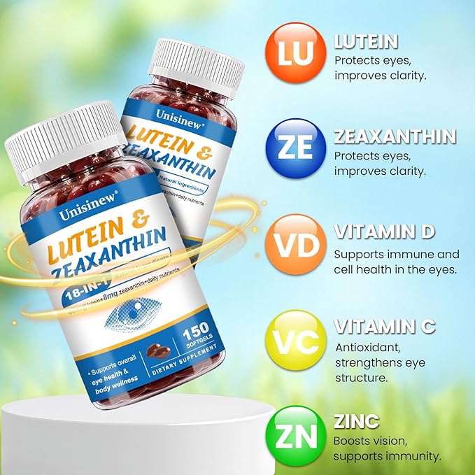 Lutein and Zeaxanthin Supplement - Eye Vitamins, 40 mg Lutein & 8 mg Zeaxanthin with Vitamins C, E, Zinc, Omega-3 & CoQ10 for Blue Light Protection, Eye Health Support  - 150 Softgels
