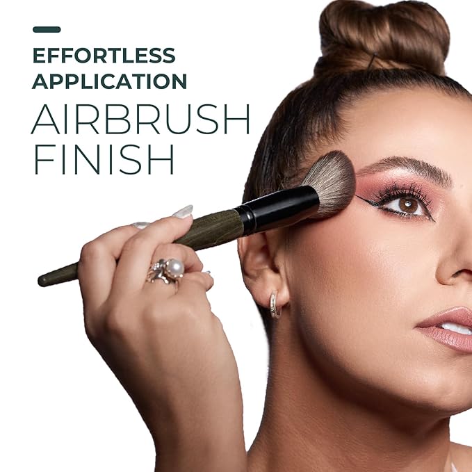 Rose and Ben Beauty C41 Blush Brush & C42 Foundation Brush Bundle | Professional Tools for Flawless Liquid, Cream, Pressed & Powder Application | Angled, Streak-Free, Cruelty-Free