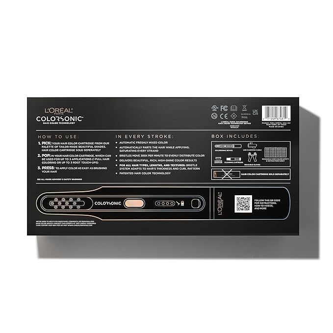 L'Oreal Paris Colorsonic Permanent Hair Dye Coloring Device for Root Touch Up, All Over Color, and Gray Coverage, Mistake-Free Application (Hair Color Cartridge Sold Separately)
