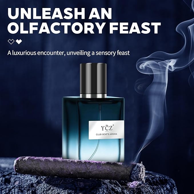 Ycz CLUB GENT'S AROMA, 1.7oz(50ml), Man Perfume, Nightclub Essential Fragrance, Long Lasting Cologne for Men with Aromatic Woody Notes of Aldehyde, Ginger, Mint, and Lemon