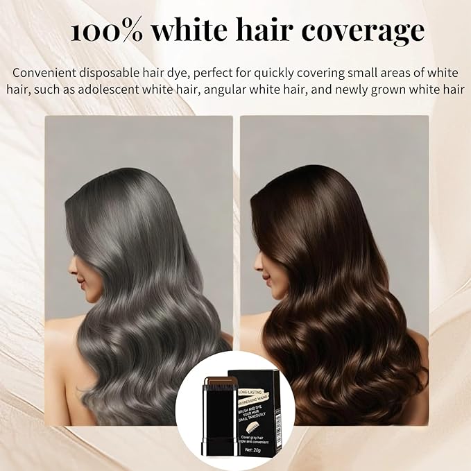 Safe and Convenient Comb Hair Dye Stick, White Hair Cover Stick, 2-in-1 Convenient Instant Dyeing, Waterproof and Sweat Proof, Quick Root Dressing (Black Brown) d