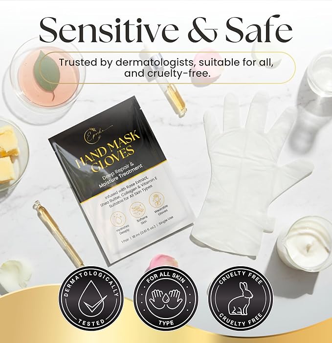 Epocha Hand Mask for Dry Cracked Hands Pack of 6 Pairs – Peeling Treatment with Shea Butter to Remove Dead Skin | Hand Moisturizing Gloves for Skin Relief, Soft and Smooth Hands