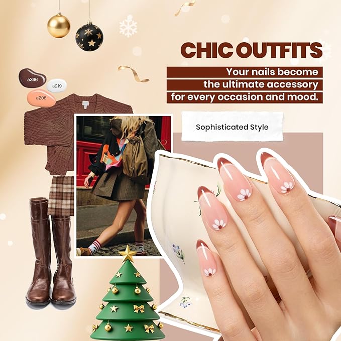 Beetles Winter Gel Polish Kit - Chic Outfits Collection 25 Colors Polish Set, Brown Purple Nude Red Black Color Gel Nails with 3Pcs Base Top Coat Soak off Uv Gel Manicure Kit Gift for Women