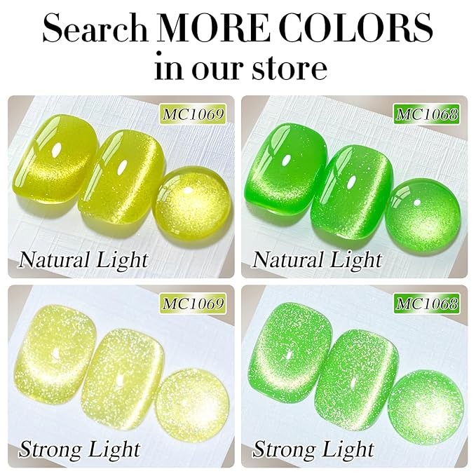 Double Rhythm 0.5 OZ Cat Eye Gel Polish with Magnet 15ML Holographic Glitter Shimmer Translucent Jelly Color Magnetic Gel Polish Salon DIY at Home (Yellow MC1069)