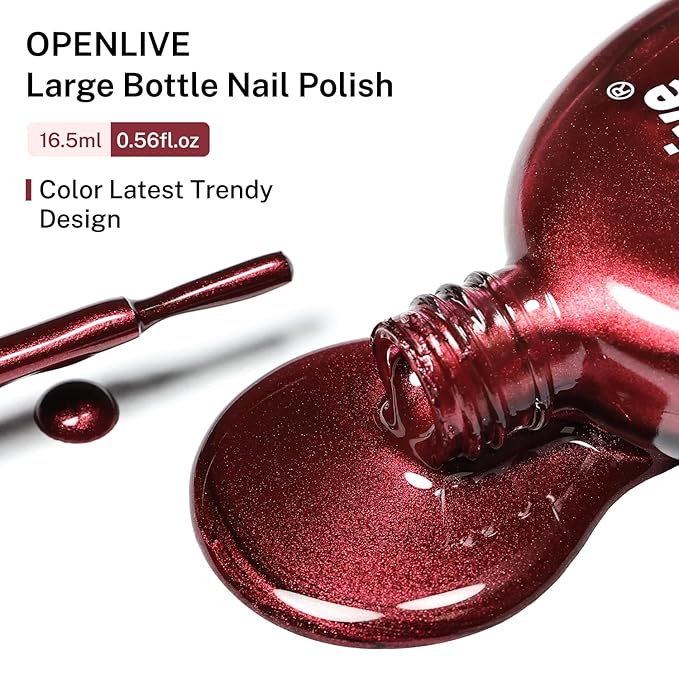 16.5ml Red Glitter Nail Polish Large Volume Quick Dry Nail Polish, Long Lasting Shine, Fingernail Toenail Nail Art DIY Home Travel Nail Art Gift