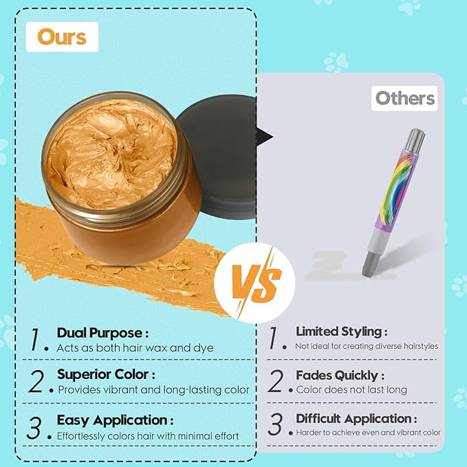Gold Hair Color Wax - Temporary & Washable Hair Styling Mud Gel for Men, Women, Kids,For Halloween, Cosplay, Party, Crazy Hair Day & Children's Day