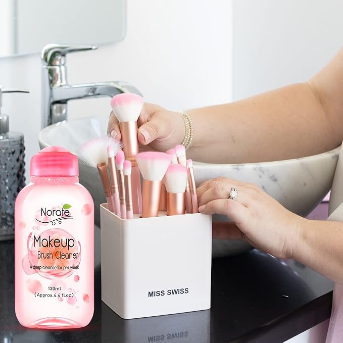 Norate Makeup Brush Cleaner, Make Up Brush Cleansers Solution, Makeup Cleaner for Makeup Brushes, Beauty Sponge, Powder Puff, Deep Clean Brush Shampoo, Gentle Formula Cruelty Free 4.4 FL.OZ