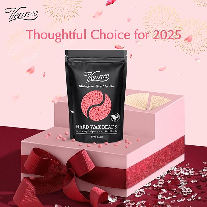 2.5lb Pink Rose Hard Wax Beads for Hair Removal - Gentle Hard Wax for Face, Bikini, and Brazilian Areas - Wax Refill for Full Body Professional Home Waxing