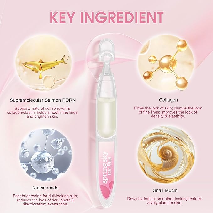 Salmon DNA PDRN Serum,99% Salmon DNA PDRN Ampoule,Anti-wrinkle, Anti-aging, Brightening, Moisturizing and repairing with Collagen, Glutathione, Hyaluronic Acids & Snail Serum,0.05 fl.oz x 30e