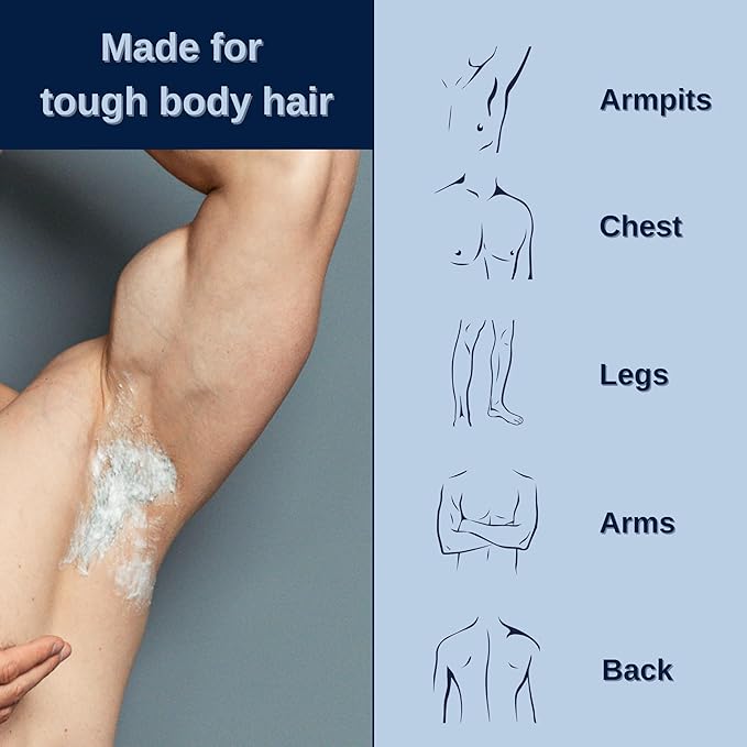 No Hair Crew Body At Home Hair Removal Cream for Manscaping Unwanted Hair with Energizing Ginseng, Premium Depilatory, Painless & Flawless, Made for Men, 200ml (2 Pack)