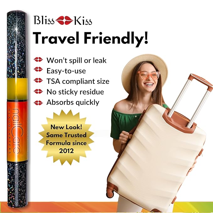 Cuticle Oil Pen for Nails - Nail Strengthener & Growth Oil and Serum for Damaged Nails, Hangnails w/Jojoba cuticle oil—Bali Mango Fragrance - Holographic Glitter Pens 4-Pack