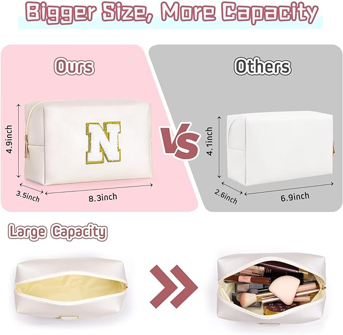 TOPEAST Gifts for Friends Female Mom, Cute Makeup Bag Small Pink Cosmetic Bag Travel Toiletry Bag, Personalized Birthday Gift for Women Girl, Preppy Travel Stuff for Girls (White C)