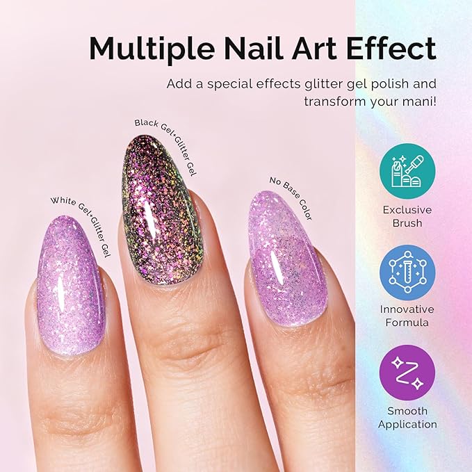 MelodySusie 7.5ML Glitter Gel Nail Polish Set, 6 Colors Sparkle Gel Polish Kit Blue Purple Pink Glitter Gel Polish Gifts for Women Nail Art Manicure Salon DIY Nail Design Decoration at Home