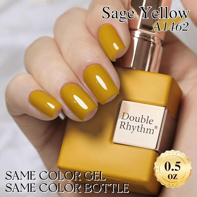 Double Rhythm 15ML Gel Polish Pure Sheer Same Color Same Bottle Soak Off Gel Polish Art Manicure Salon DIY at Home for Women (Sage Yellow-A1462)