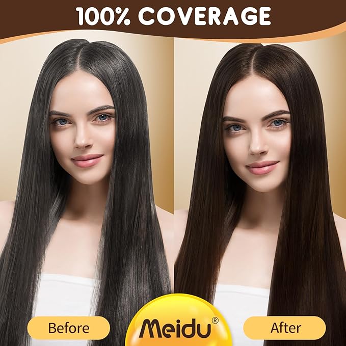 IIIMEIDU Dark Brown Hair dye Shampoo 3 in 1, Natural Hair Color Shampoo for Gray Hair, Shampoo Tinte Para el Cabello for Women and Men 100% Grey Hair Coverage, 350ml