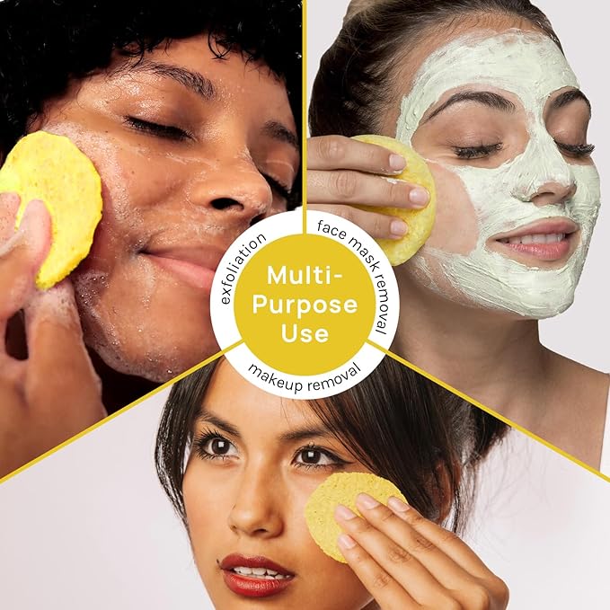 AOA Studio 50-Count Compressed Facial Sponges 100% Natural Cosmetic Spa Sponges for Facial Cleansing, Exfoliating Mask, Remove for Makeup, Dead Skin, and Dirt (Yellow, 50 counts)