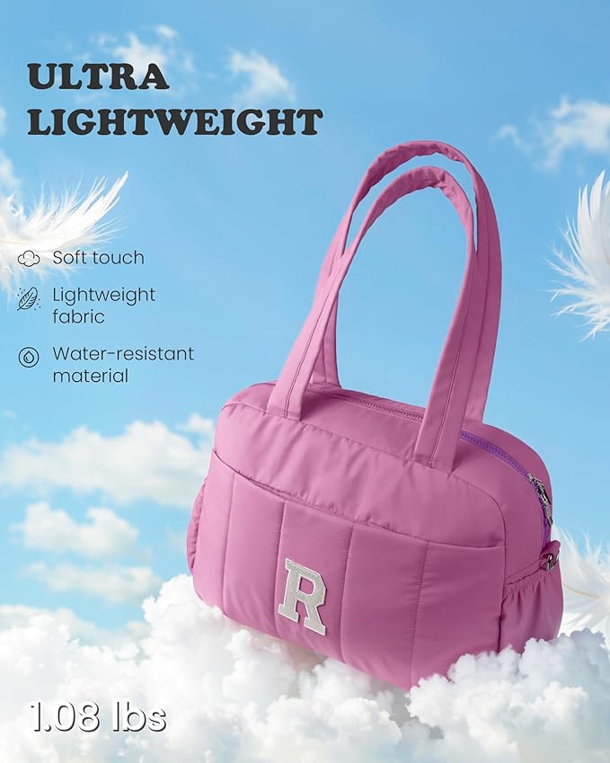 Christmas Gifts for Teens-Duffle Bag with Initial, Spend The Night Bags for Women，Overnight Bag with Wet Pocket，Gift Set for Women- Travel Bags Personalized Gym Tote with Makeup Pouch