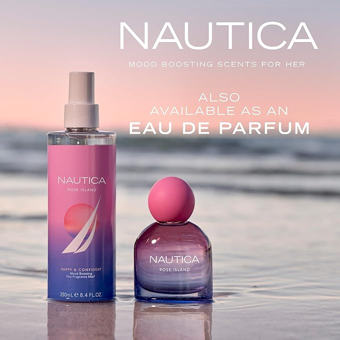 Nautica for Her Rose Island Eau De Parfum, 1.6 Fl Oz (Pack of 1), Notes of Lemon, Rose, and Musk, Women's Fragrance, Long Lasting, Mood-Boosting Fragrance, Vegan Formula